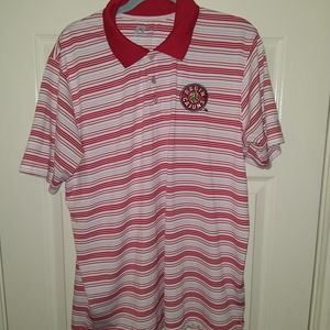 Russell Striped Short Sleeve Polo Shirt Men's sz Large Ragin C
